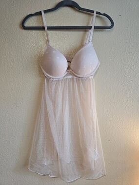 H&M Pale Pink Sheer Babydoll Lingerie Gown Slip